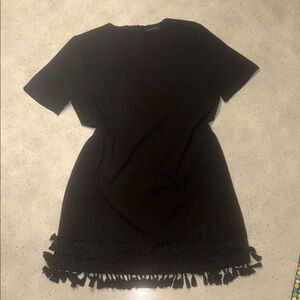 Zara Elegant Black Mini Dress with Fringe